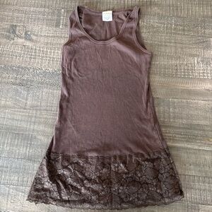 Daytrip Brown Lace Trim Tank Top
